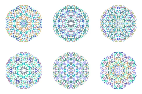 Украшенный геометрический круглый цветочный набор логотипа мандалы — стоковый вектор