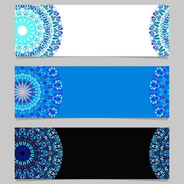 Geometrical abstract horizontal flower mandala banner set — Stock Vector
