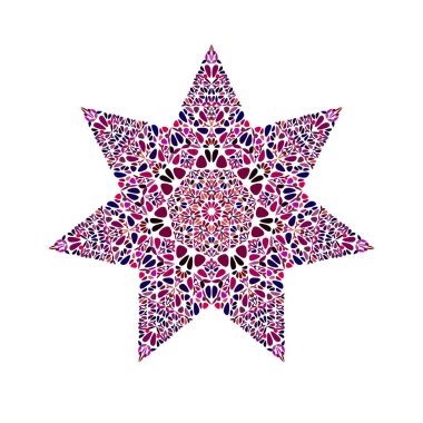 İzole renkli soyut çiçek mozaik süs yıldız şekli