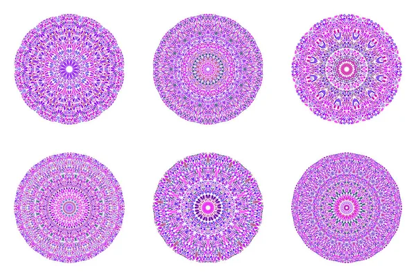 Circular abstract geometrical botanical pattern mandala set — Stock Vector