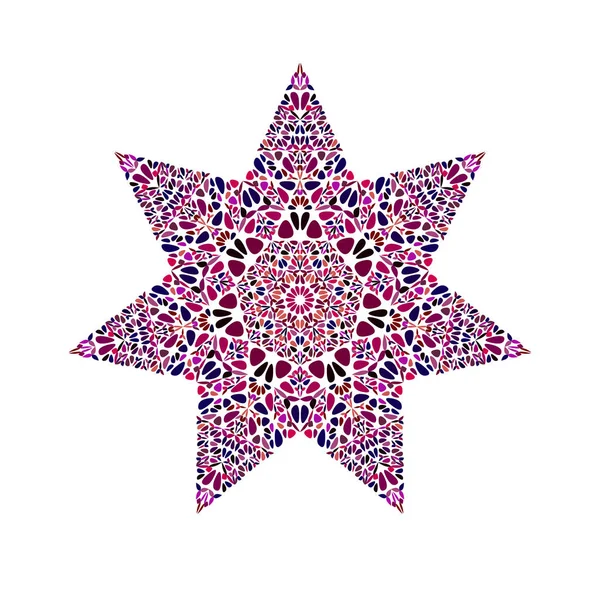 Aislado colorido abstracto floral mosaico ornamento estrella forma — Vector de stock