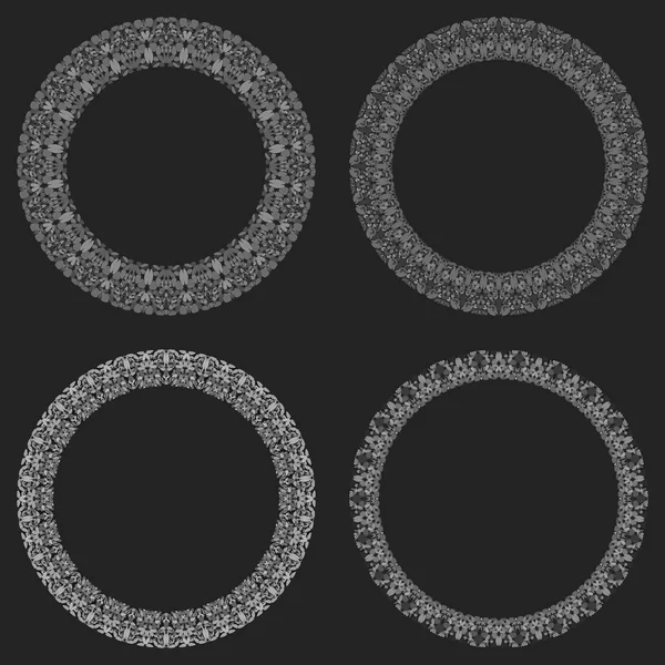 Set mit 4 Kiesmosaiken runde Grenzen - Gestaltungselemente — Stockvektor