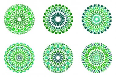 Süslü çiçek mandala sembol seti - geometrik yuvarlak vektör grafikleri