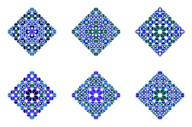 Renkli izole çiçek kare logo şablon seti