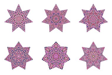 Soyut izole geometrik çiçek süsleme yıldız sembol seti