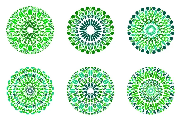 Ornate flower mandala symbol set - geometrical round vector graphics — Stock Vector