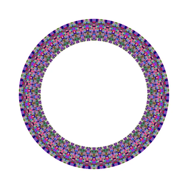 Abstract isolated colorful tiled mosaic circular border — Stock Vector