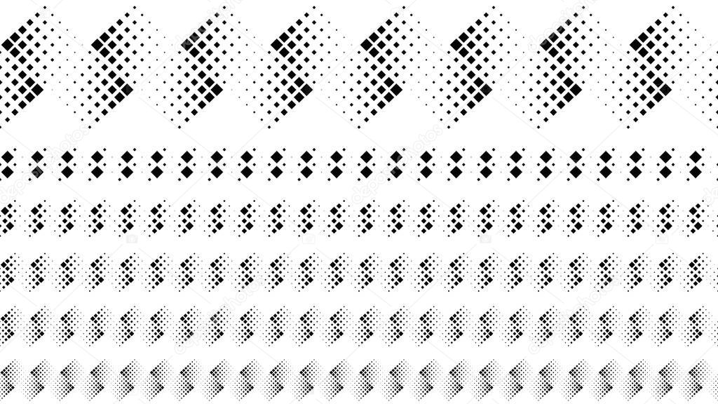 Monochrome repeating geometrical square pattern dividing line set