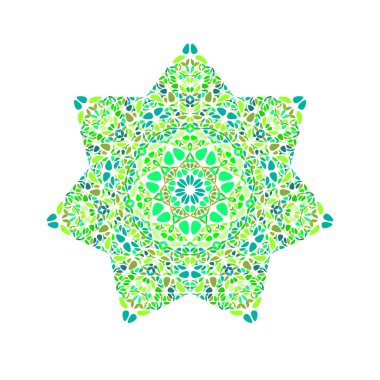 İzole geometrik çiçek süsleme yıldız sembolü şablonu