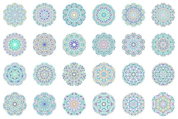 Geometrical colorful ornate round flower mandala logo set — Stock Vector