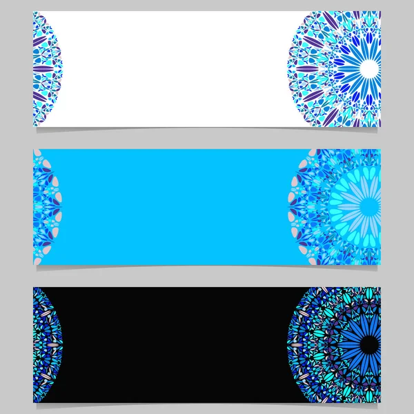 Geometrical abstract horizontal flower mandala banner background set — Stock Vector