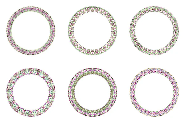 Geometrical abstract floral frame set - round vector design elements — Stock Vector