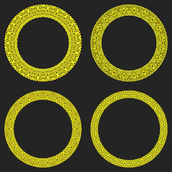 Set di 4 cornici rotonde mosaico di ghiaia - disegni corona — Vettoriale Stock