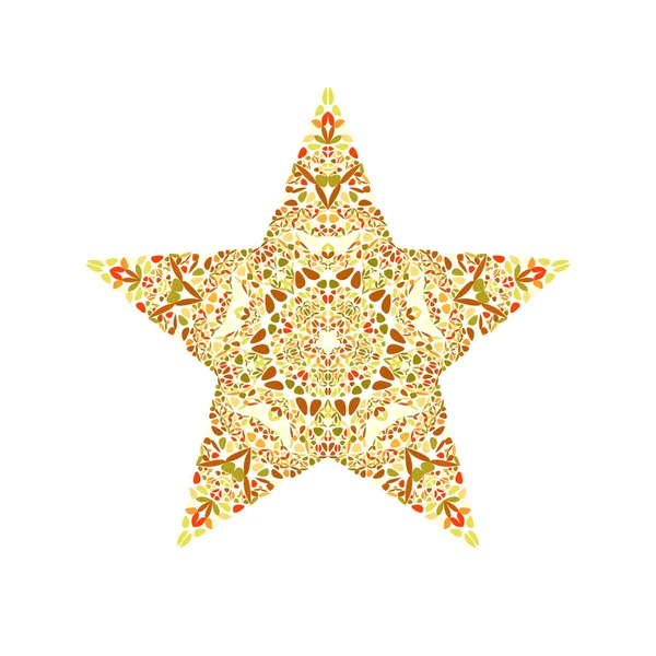 Színes absztrakt izolált virágos mozaik dísz csillag alak — Stock Vector