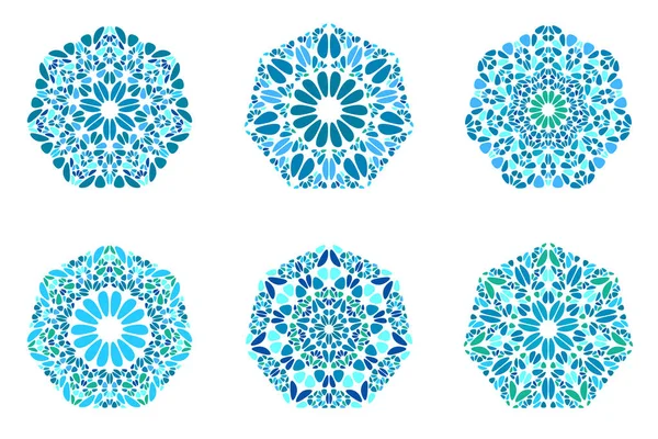 Украшенный изолированный цветочный орнамент семиугольника — стоковый вектор