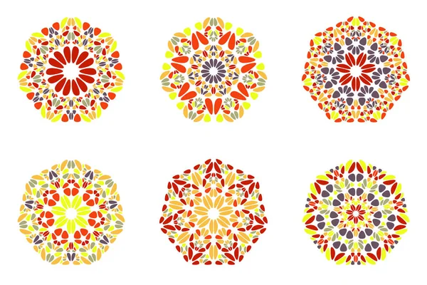Изолированный красочный украшенный гравием декоративный набор символов семиугольника — стоковый вектор