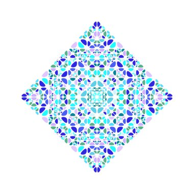 Renkli süslü çiçek mozaik kare logo şablonu