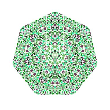 İzole renkli geometrik çiçek mozaik heptagon sembolü