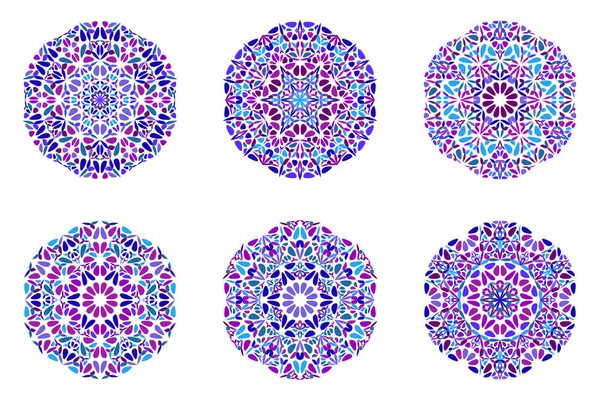 Colorful petal mandala symbol set - abstract ornate vector graphics — Stock Vector