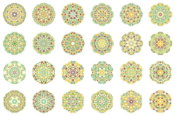 Colorful abstract geometrical flower mandala logo set — Stock Vector