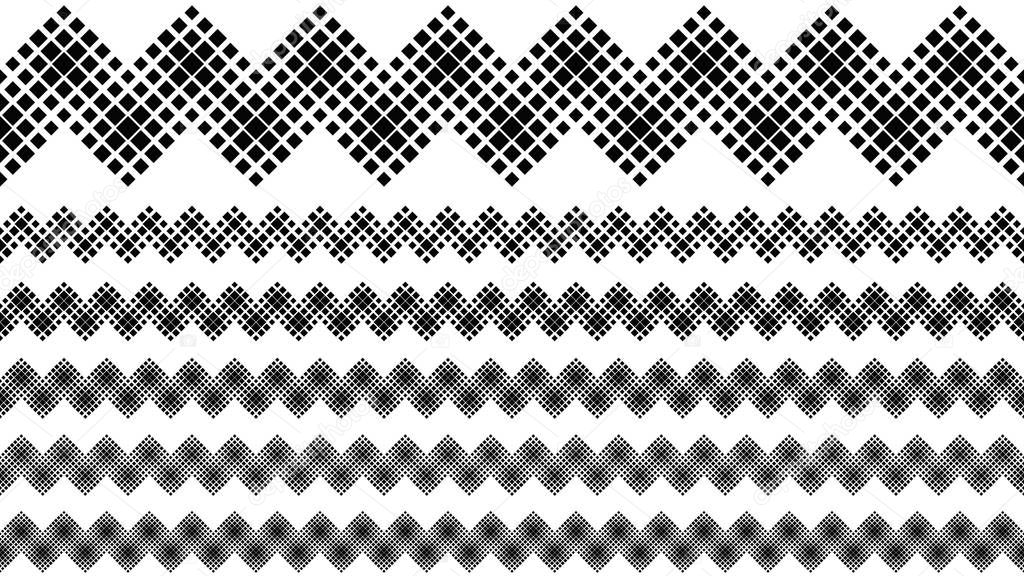Abstract black and white diagonal square pattern page separator set