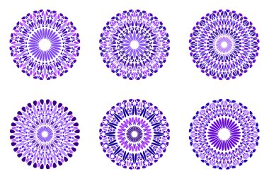 Soyut yuvarlak geometrik taş mandala sembol seti