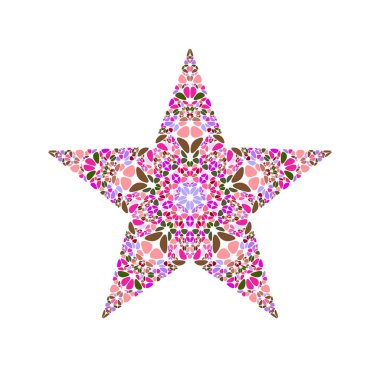 İzole geometrik renkli çiçek süs yıldız sembolü şablonu