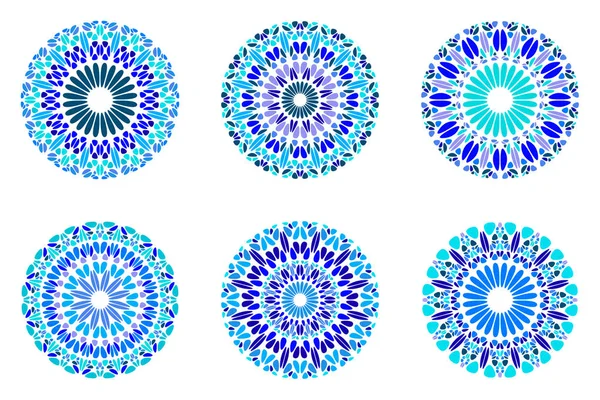 Abstract round geometrical flower mandala symbol set — Stock Vector