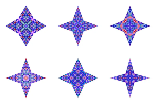 Geometrik izole çokgen mozaik süs yıldız şekil seti