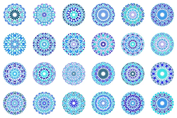 Abstract geometrical round gravel mandala symbol set — Stock Vector