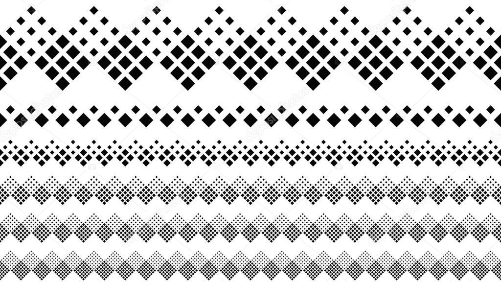 Abstract repeating diagonal square pattern separator line set