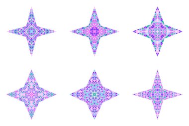 Çokgen geometrik üçgen mozaik süs yıldız şekil seti