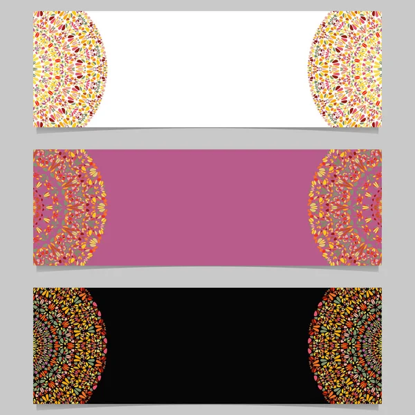 Colorful geometrical horizontal stone mandala banner background set — Stock Vector