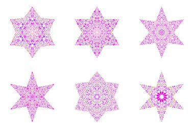 İzole geometrik çakıl süs yıldız sembol seti