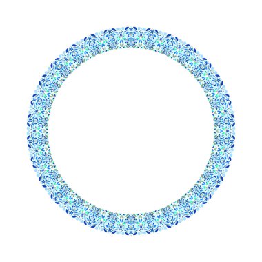 Soyut geometrik renkli çiçek dairesel çerçeve