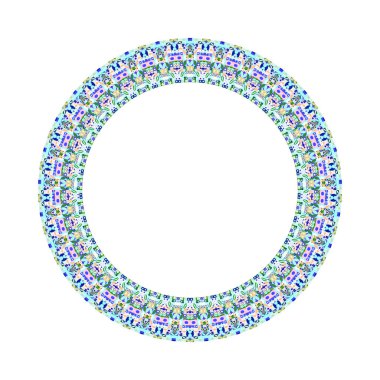 Geometrik renkli mozaik daire çerçevesi - soyut vektör elemanı