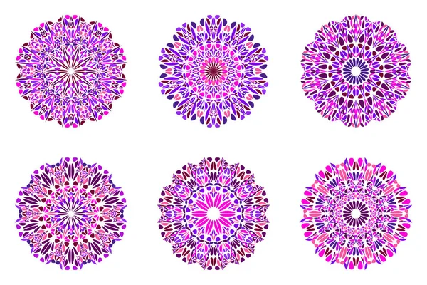 Украшенный цветной круглый ботанический набор логотипа мандалы — стоковый вектор