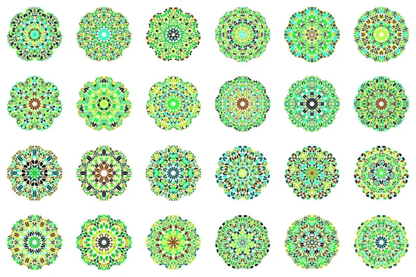 Conjunto de símbolos geométricos abstratos de mandala de flores — Vetor de Stock