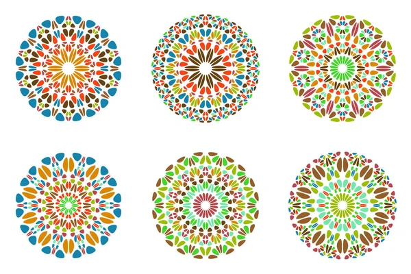 Ornato rotondo astratto geometrico petalo mandala logo set — Vettoriale Stock