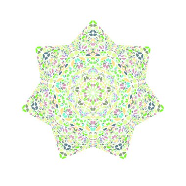 Geometrik renkli çiçek mozaik süs yıldız sembolü şablonu