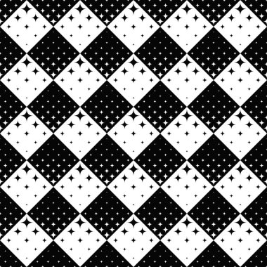 Soyut siyah ve beyaz kavisli yıldız deseni arka planı