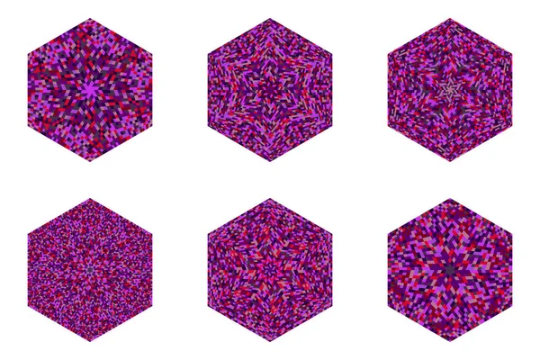 Conjunto de símbolos de hexágono em mosaico - elementos vetoriais ornamentais geométricos — Vetor de Stock