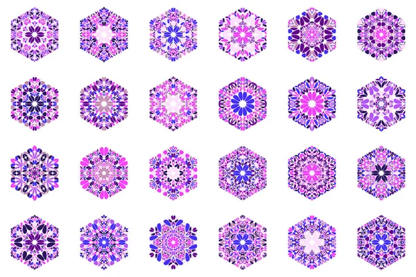 Conjunto de conjuntos de polígonos de hexágono pétala abstratos ornamentados — Vetor de Stock