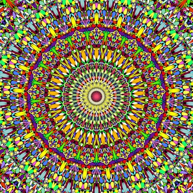 Çok renkli çiçek mandala arka plan - çiçek vektör grafik tasarım