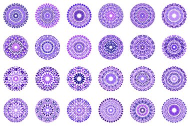 Renkli soyut yuvarlak taş mandala sembol seti