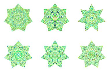 İzole geometrik çiçek süsleme yıldız sembol şablon seti