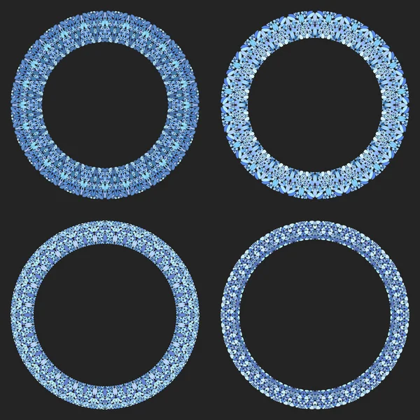 Набір з 4 гравійних мозаїчних круглих рам вінок — стоковий вектор