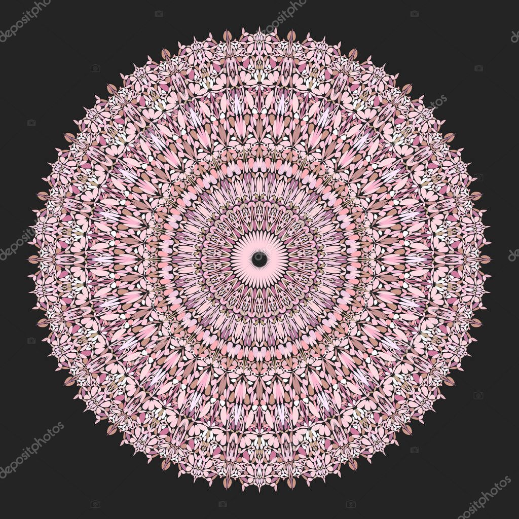 Floral ornamental mandala graphic - vector design element on black background
