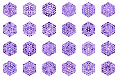 Geometrik soyut taç yaprağı süs altıgen sembol seti seti