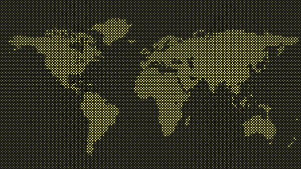 Fondo de mapa del mundo de medio tono con círculos — Vector de stock